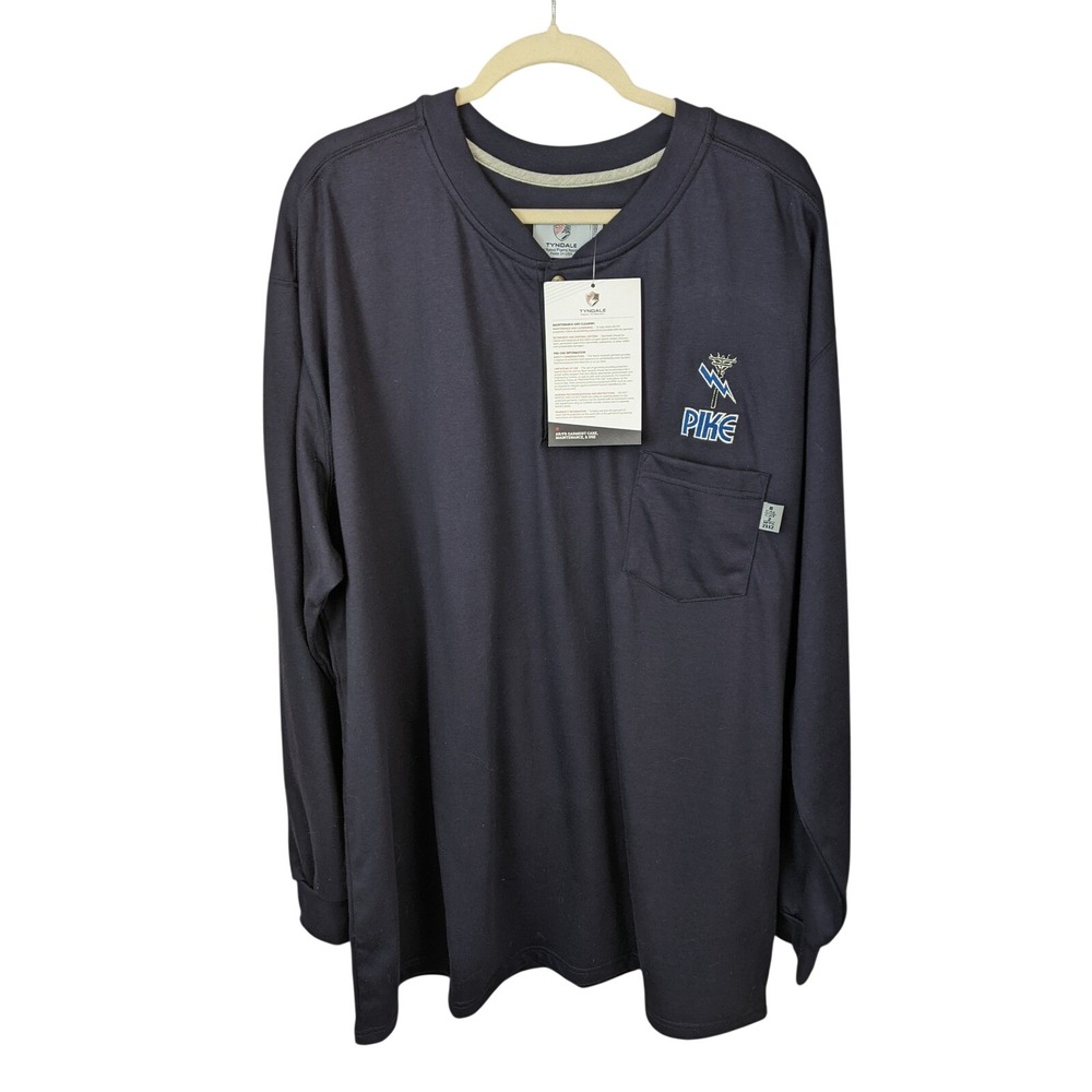 Tyndale FR Henley Shirt Mens 3XL Navy Blue Arc Rated Flame Resistant Workwear **